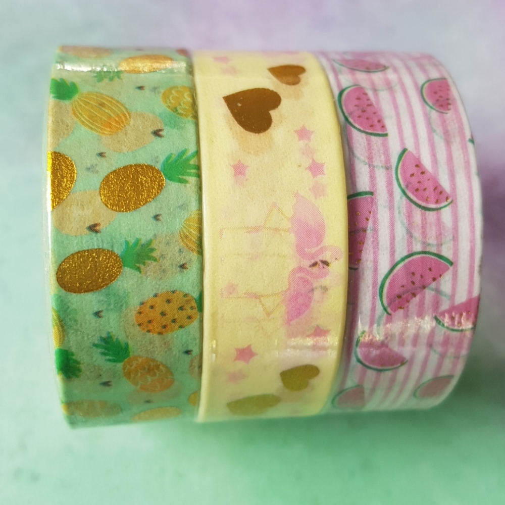 3 pcs Flamingo Pineapple Watermelon Washi Tape Masking Tape (1.5 cm X 5 m)